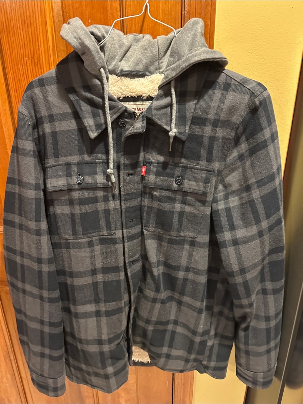 Levi's Men's GrayNavy Plaid Hooded Field Jacket